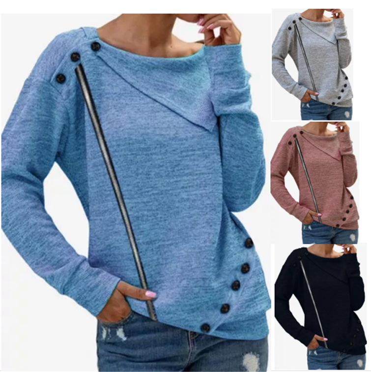 Long Sleeve Buttoned Leather Striped Lapel Knit Top