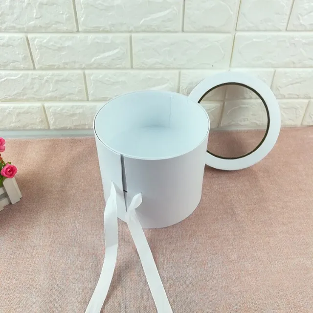 Double Rotating Cylinder Gift Box Flower Gift Box White - Shop at LoveMi