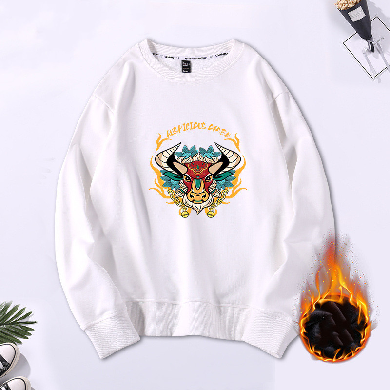 Autumn And Winter Round Neck Plus Velvet New Year Sweater