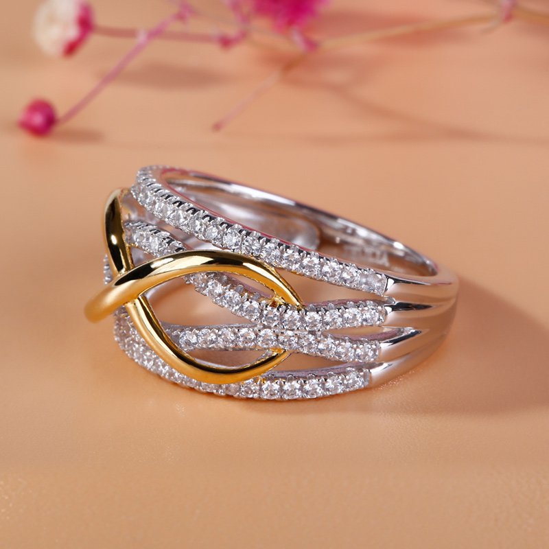 European And American Fashion Ladies Two-Tone Gold-Plated Ring