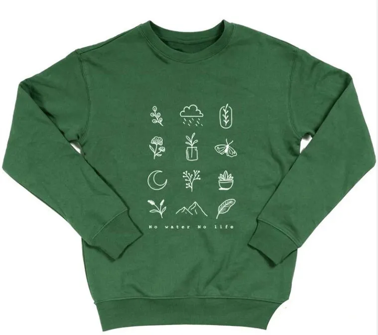 Street Fashion Casual Round Neck Long Sleeve Sweater - Green