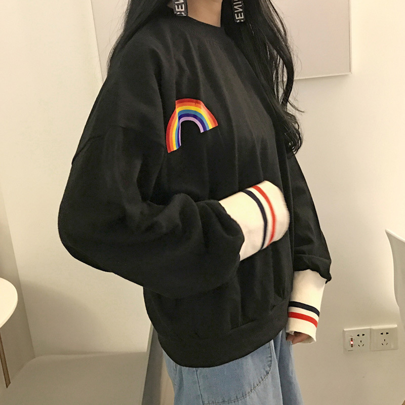 Autumn And Winter Hong Kong Flavor Harajuku BF Style Puff Sleeve Sweater