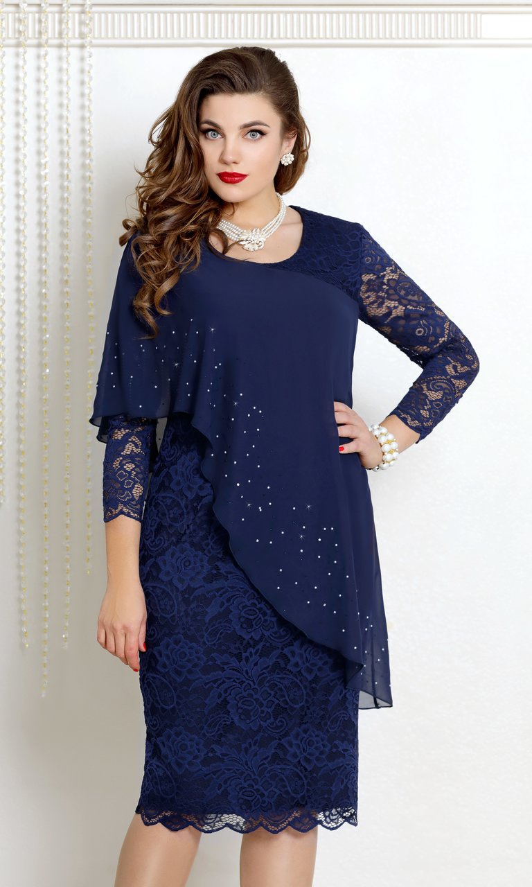 Solid Color Lace Three-quarter Sleeve Evening Dress