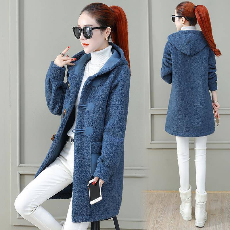 Plush Faux Lamb Wool Mid-length Woolen Coat