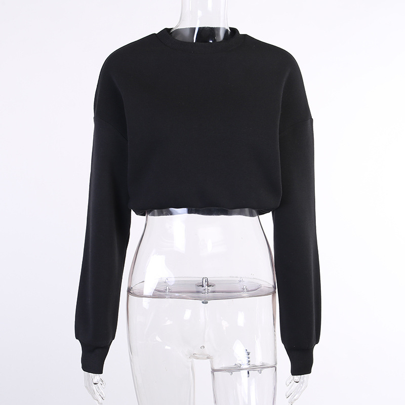 Women's Solid Color Cropped Fashionable Street Sweater