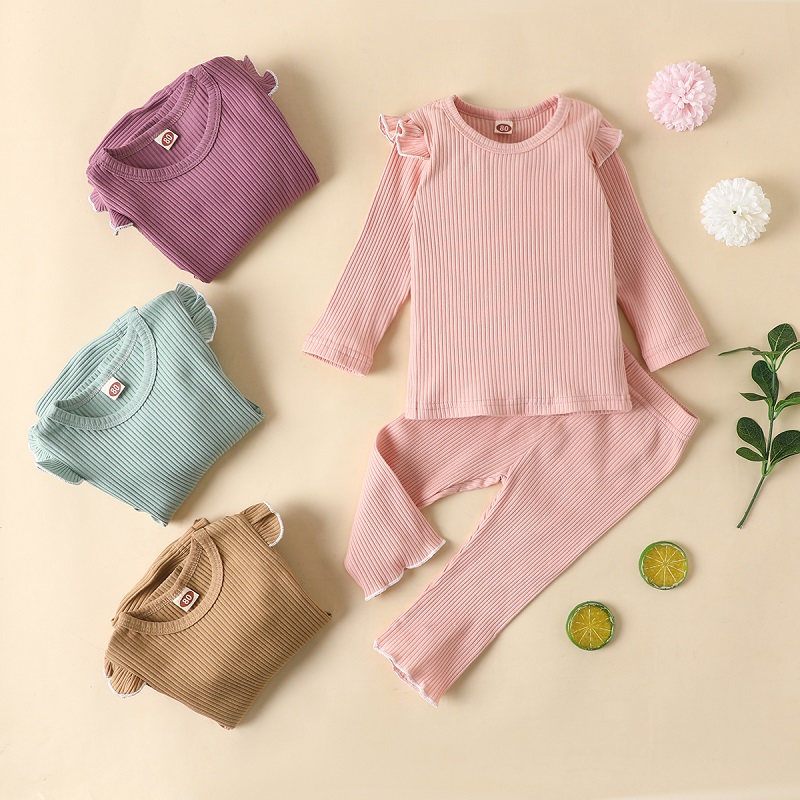 Children's Two Piece Cotton Housewear With Flying Sleeves