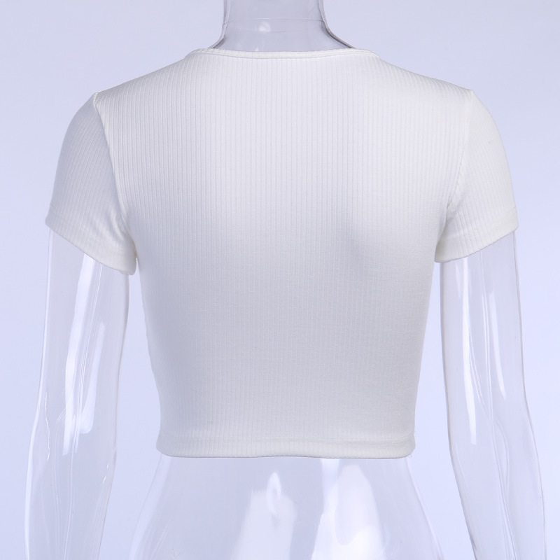 Fashion Navel Angel Print Slim T-shirt Women