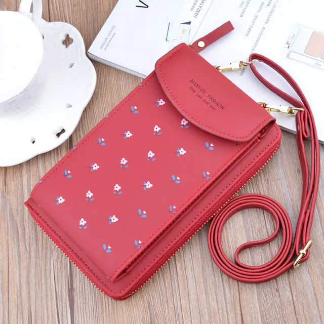 Soft Leather Printed Multifunctional Crossbody Shoulder Bag Red - Shop at LoveMi
