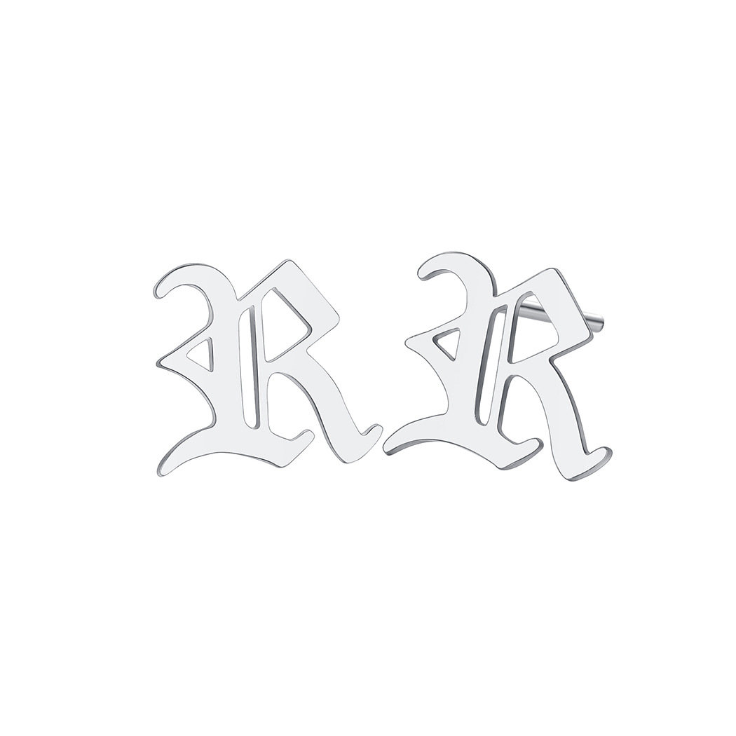 Ancient English Alphabet Stainless Steel Earrings Simple Personalized Earrings
