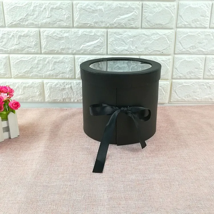 Double Rotating Cylinder Gift Box Flower Gift Box - Black