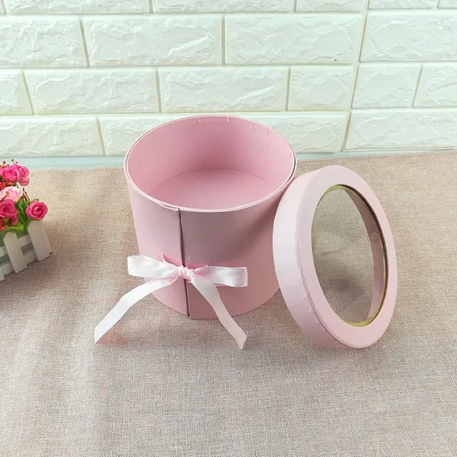 Double Rotating Cylinder Gift Box Flower Gift Box Pink - Shop at LoveMi