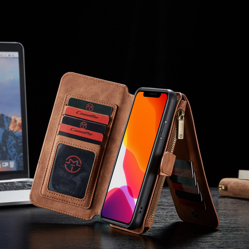 Zipper bag split multi-function Samsung S8 mobile phone case Vintage flip wallet card Samsung S8 plus leather case - Image 3