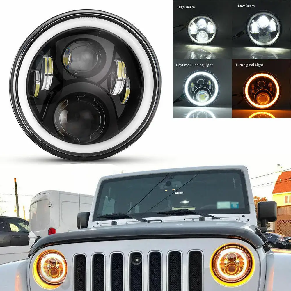LED Far and Near Light with Angel Eyes Headlights