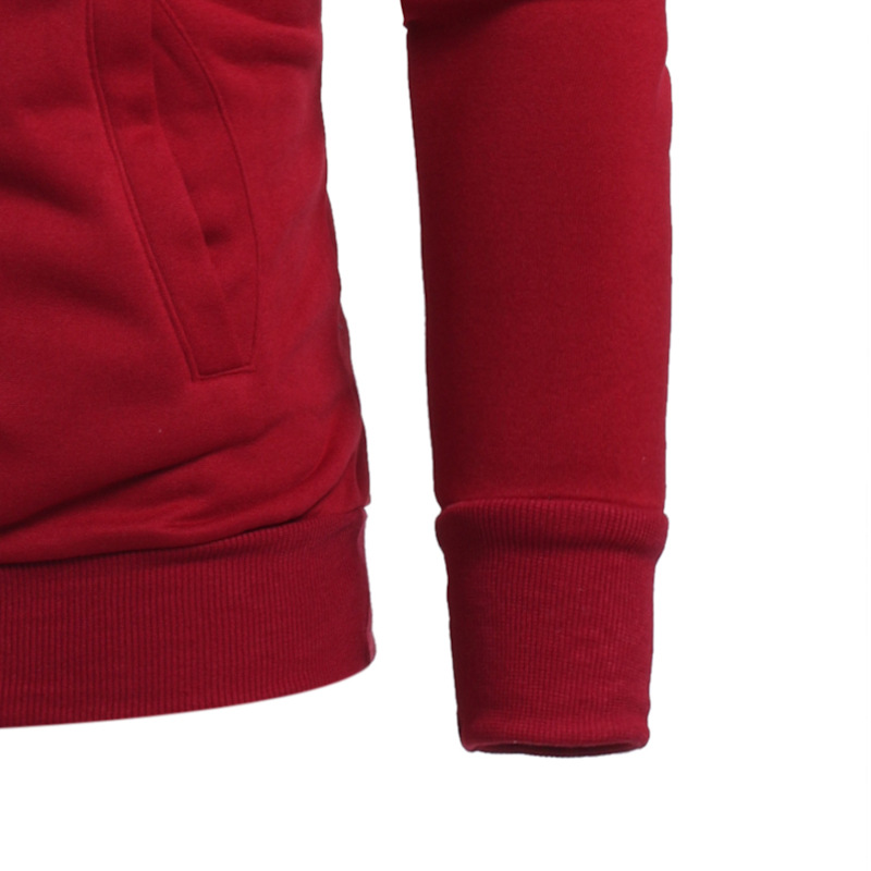 Personality Stitching Men's Slim Pullover Hooded Sweater