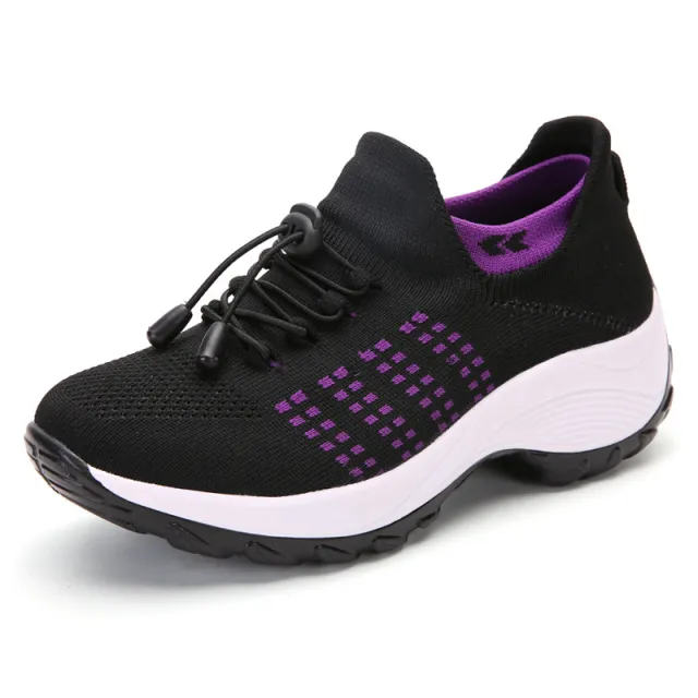 Women's Spring And Summer New Casual Flying Knit Sneakers Purple - Shop at LoveMi