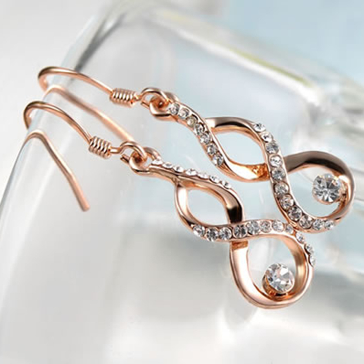Austrian Crystal Rose Gold Gourd Earrings