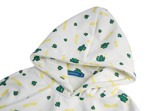 Cactus Full Inca Velvet Loose Pullover Hoodie