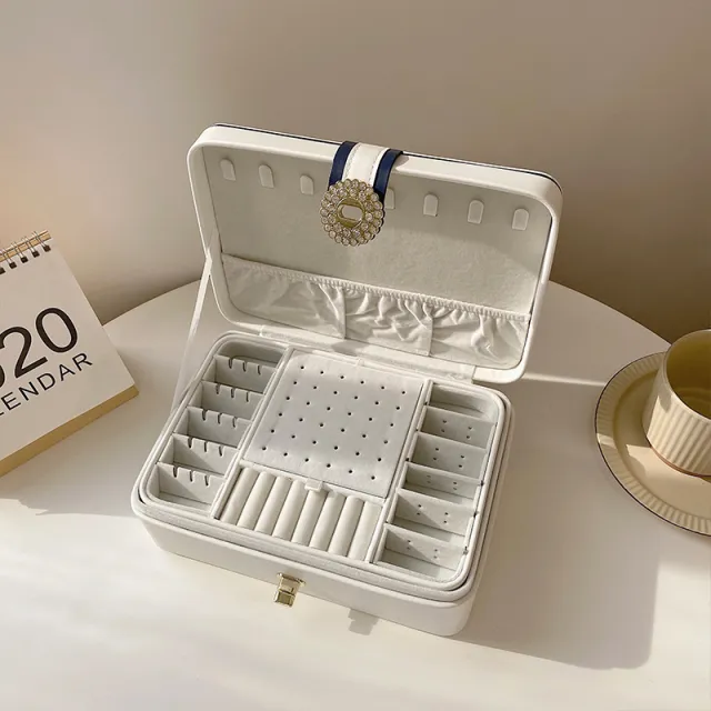 Jewelry Box Multi Layer Large Capacity Exquisite Portable Storage Box White - Shop at LoveMi