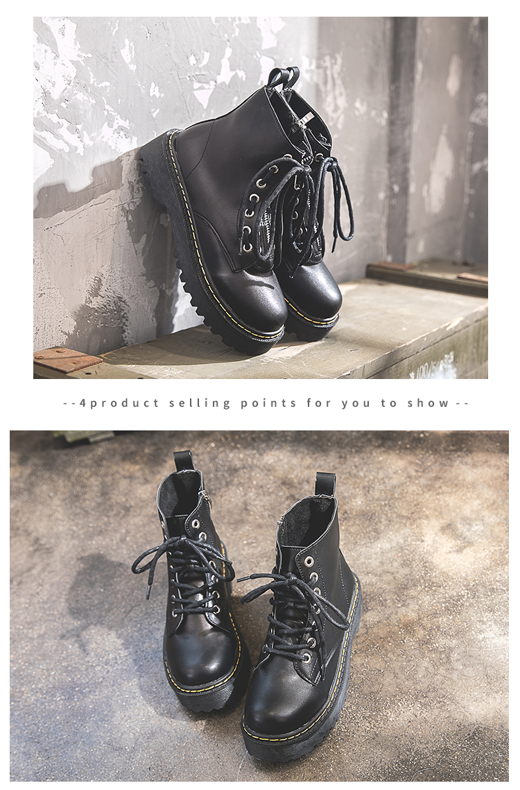 Retro British Style High-top Korean Women's Boots
