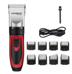 Rechargeable Electric Haircutting Ceramic Hair Clipper - Red - View 1