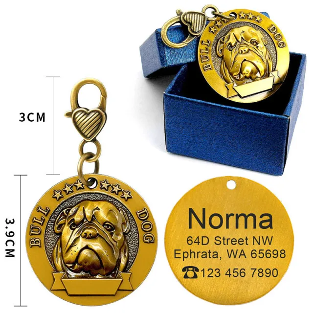 Custom Metal Engraved Dog ID Tag Anti lost Identity Card Uk Bulldog - Shop at LoveMi