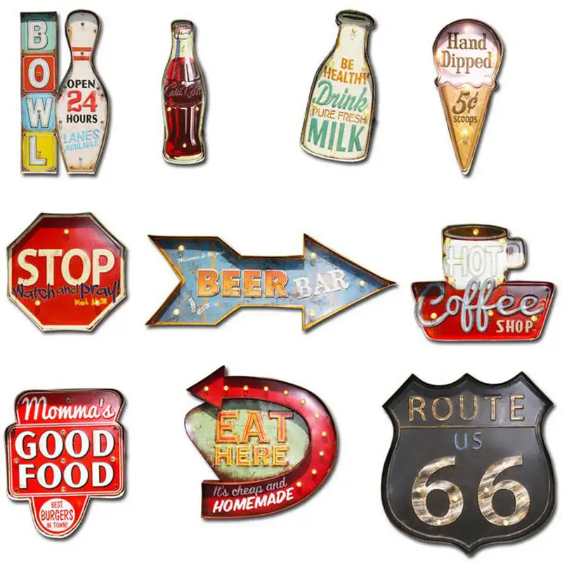 American Iron Ice Cream LED Lamp Wall Decoration Pendant