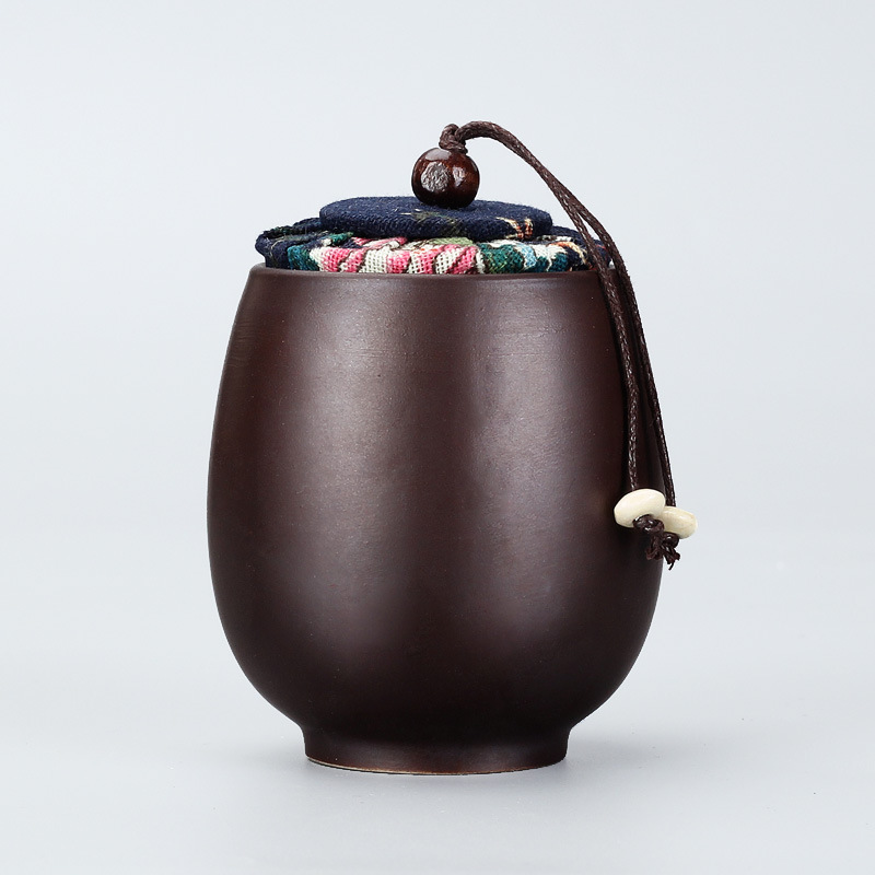 Ceramic Tea Caddy Gift Box Firewood Sealed Tin Small Tea