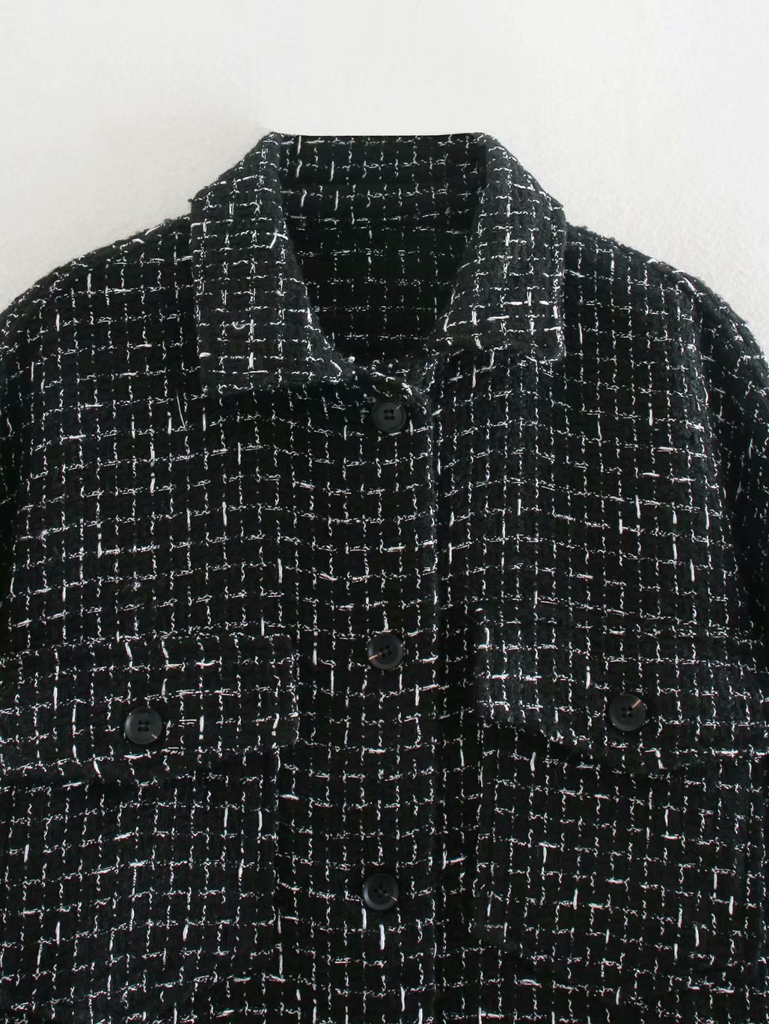 Textured Coat Lapel Single Breasted Woolen Top