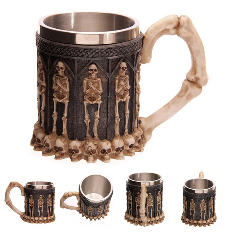 Printing Halloween Mug Metal Wine Glass Skull Mug (5style)