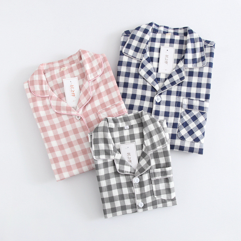 New Large Plaid Pajamas Suit Casual Home Wear