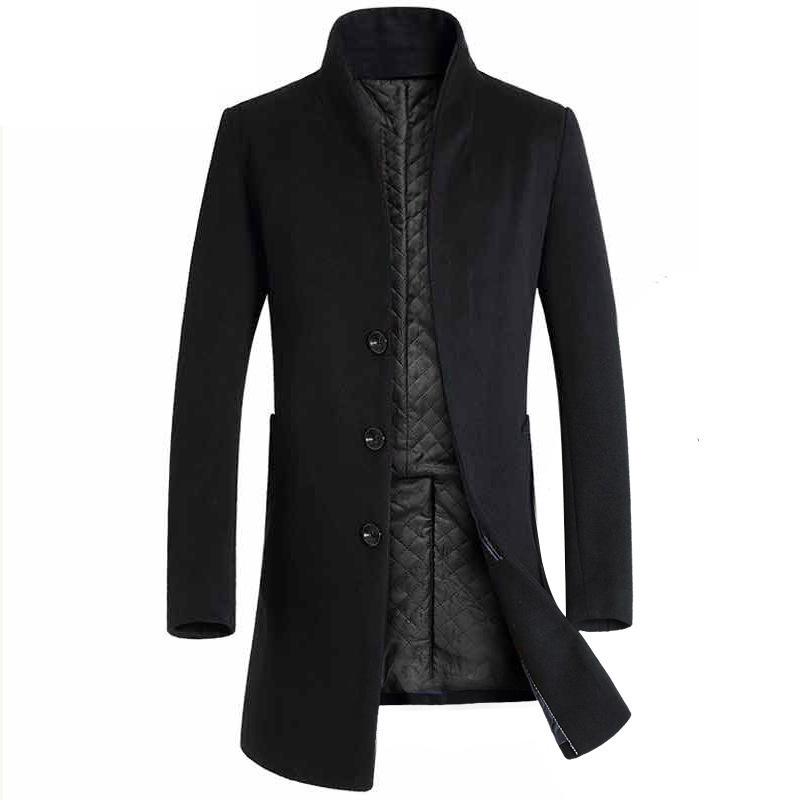 Men's Casual Woolen Coat Mid-Length Trench Coat