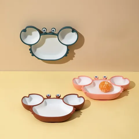 Silicone Baby Dishes for Children's Tableware Plate Non-slip Feeding