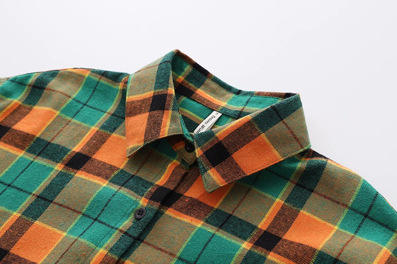 Loose Retro Plaid Brushed Long Sleeve Shirt