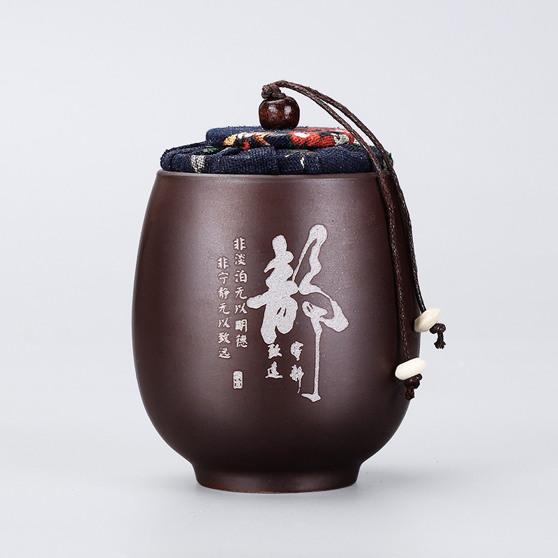 Ceramic Tea Caddy Gift Box Firewood Sealed Tin Small Tea