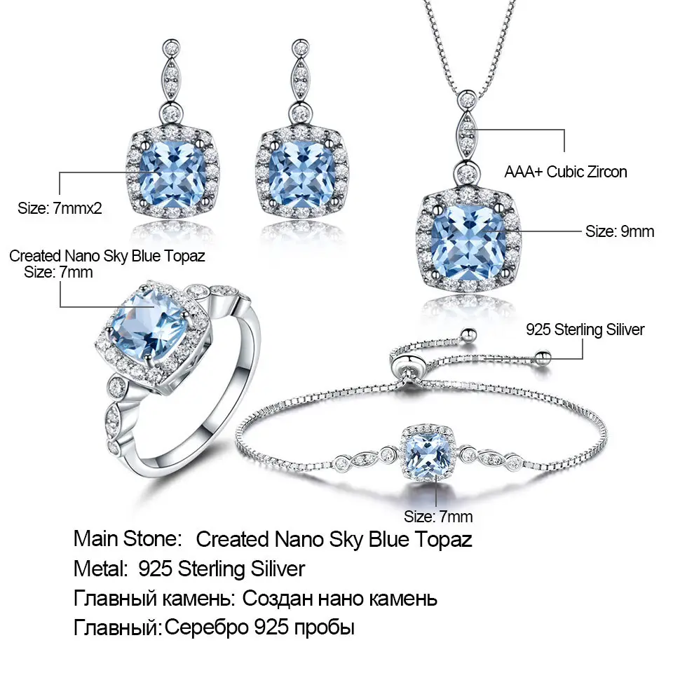 925 Sterling Silver Necklace Sky Blue Topaz
