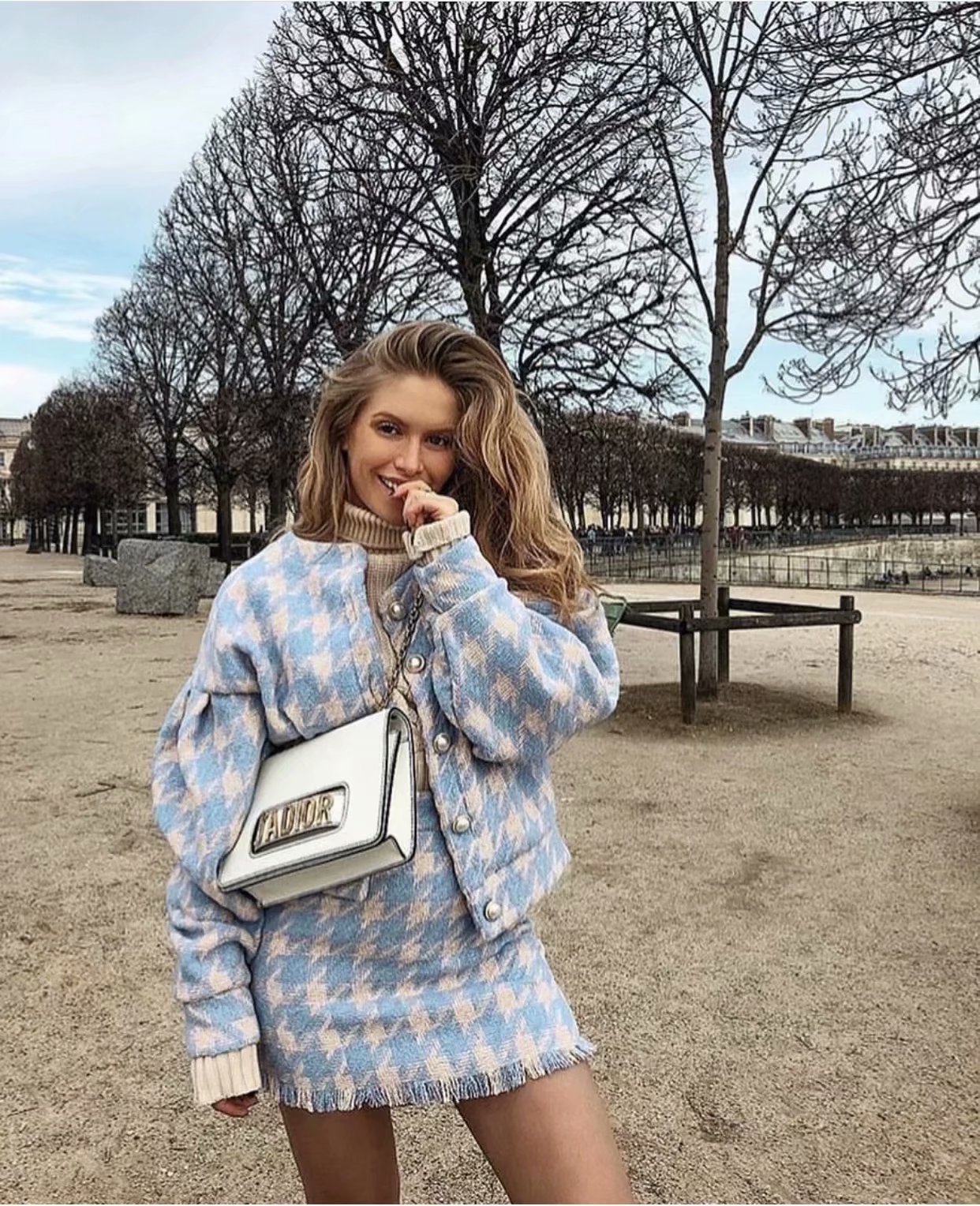 Woolen Jacket + Fringed Retro Woolen Skirt