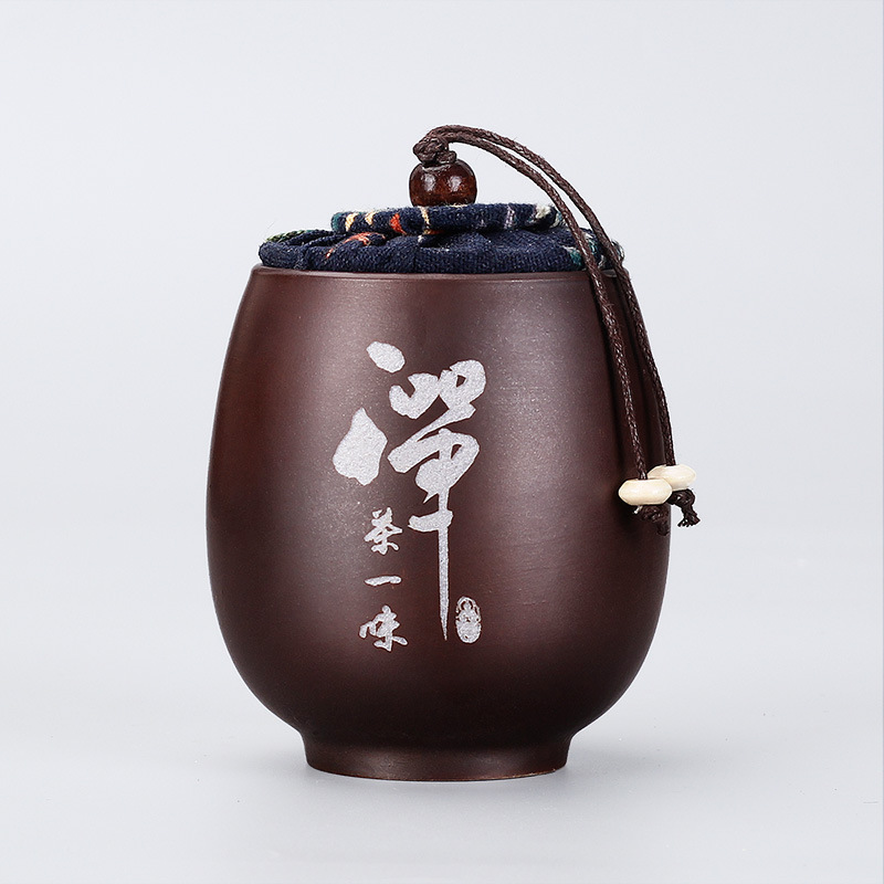 Ceramic Tea Caddy Gift Box Firewood Sealed Tin Small Tea