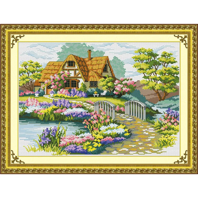 New Cross Stitch Material Package Living Room Crafts Beautiful Home - 53X41Cm