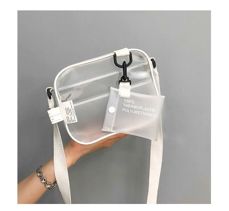 Jelly Transparent Square Bag Simple Mini Messenger Bag - Transparent