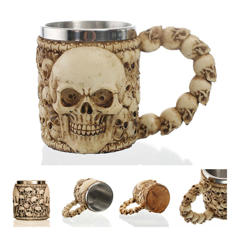 Printing Halloween Mug Metal Wine Glass Skull Mug (5style)