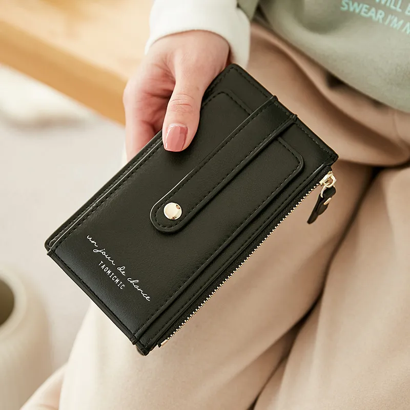 Anti-Demagnetization Double Zipper Ultra-Thin Wallet - Black
