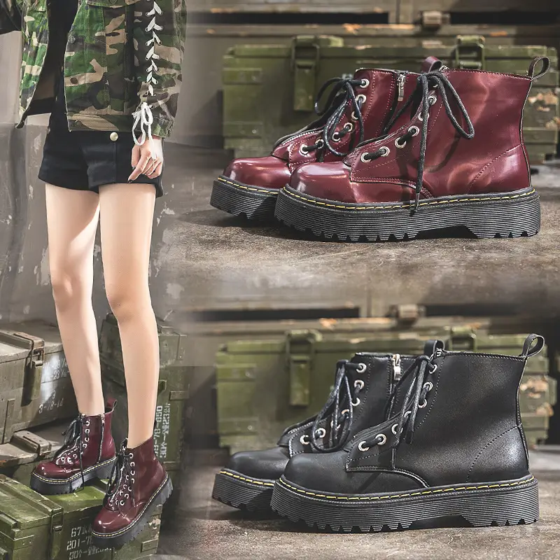 Retro British Style High-top Korean Women's Boots