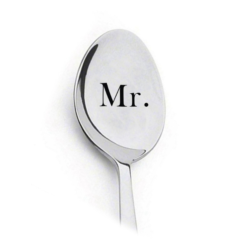 Couple Tableware Good Morning Stainless Steel Long Handle Spoons Lettering 10Style - Shop at LoveMi