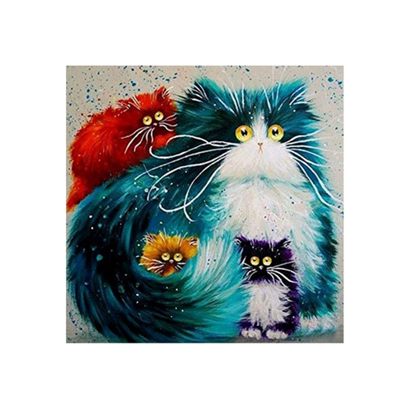 Colorful Cat Diamond With Cross Stitch In Animal Bedroom
