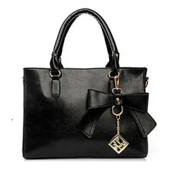 Women's Vintage Cross-body Bag With Bow Tie On One Shoulder - Black - View 1