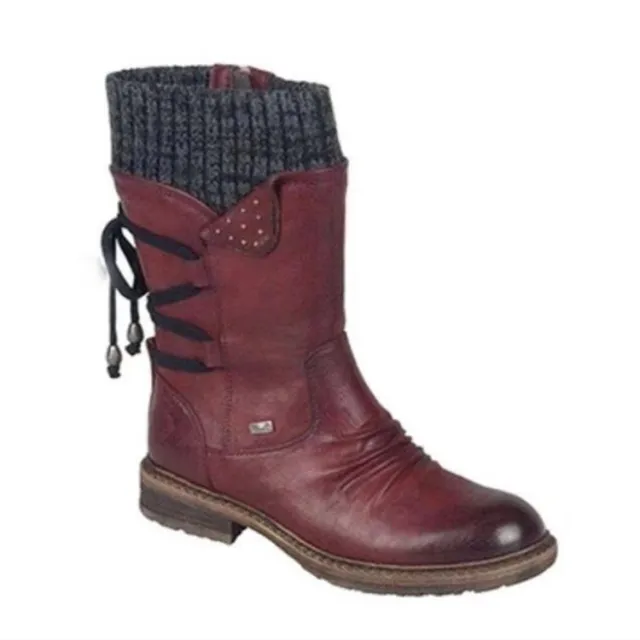 Medium Boots Low Heel Square Heel Round Head, European And American Large Martin Boots Red - Shop at LoveMi