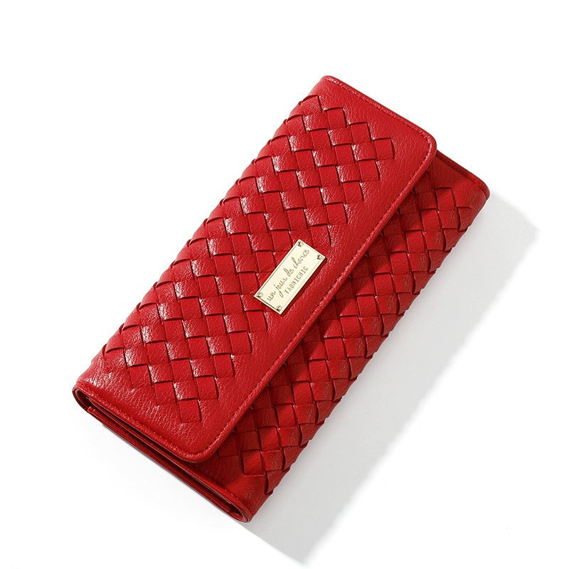 Woven Simple All Match Retro Long Wallet Red - Shop at LoveMi