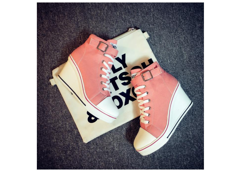 Women's New Side Zipper Wedges Canvas Shoes