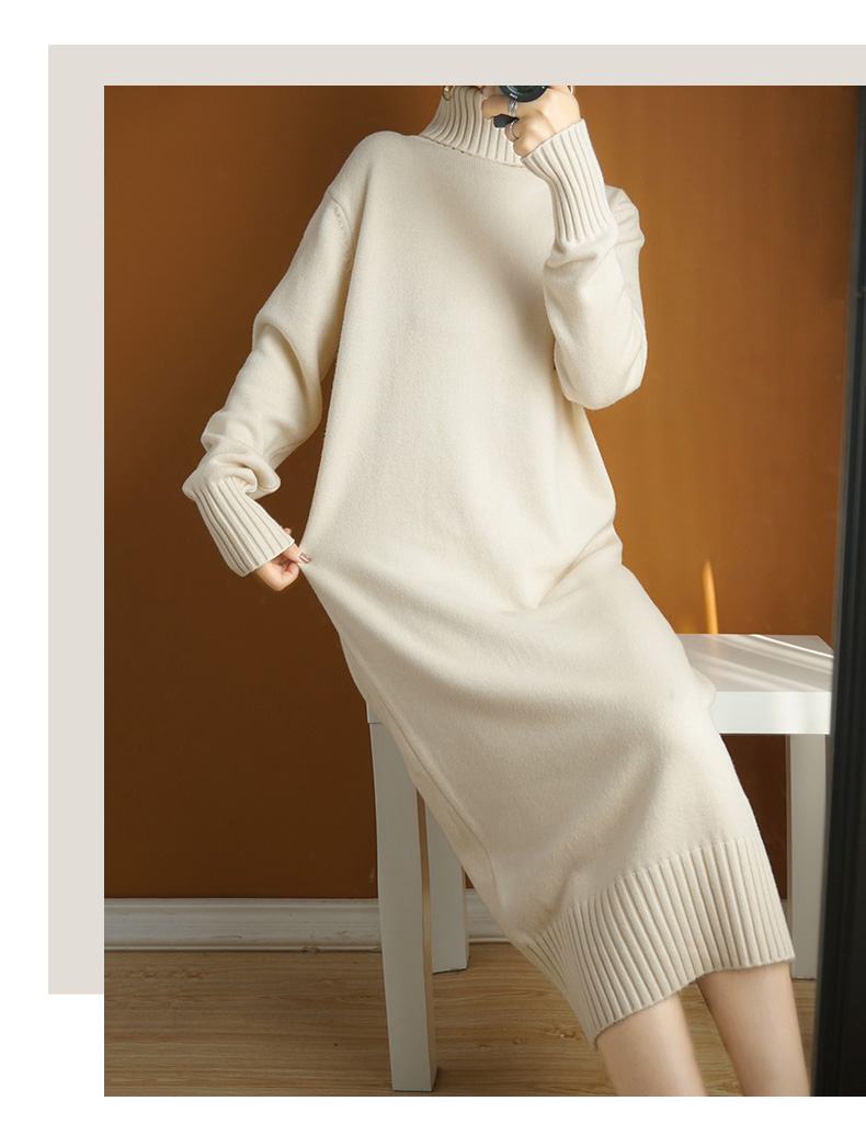 Loose Korean Style Padded Wool Base Knitted Dress