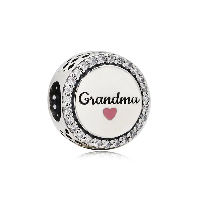 Grandma Family Tree Pink Love DIY Silver Charm - Silver